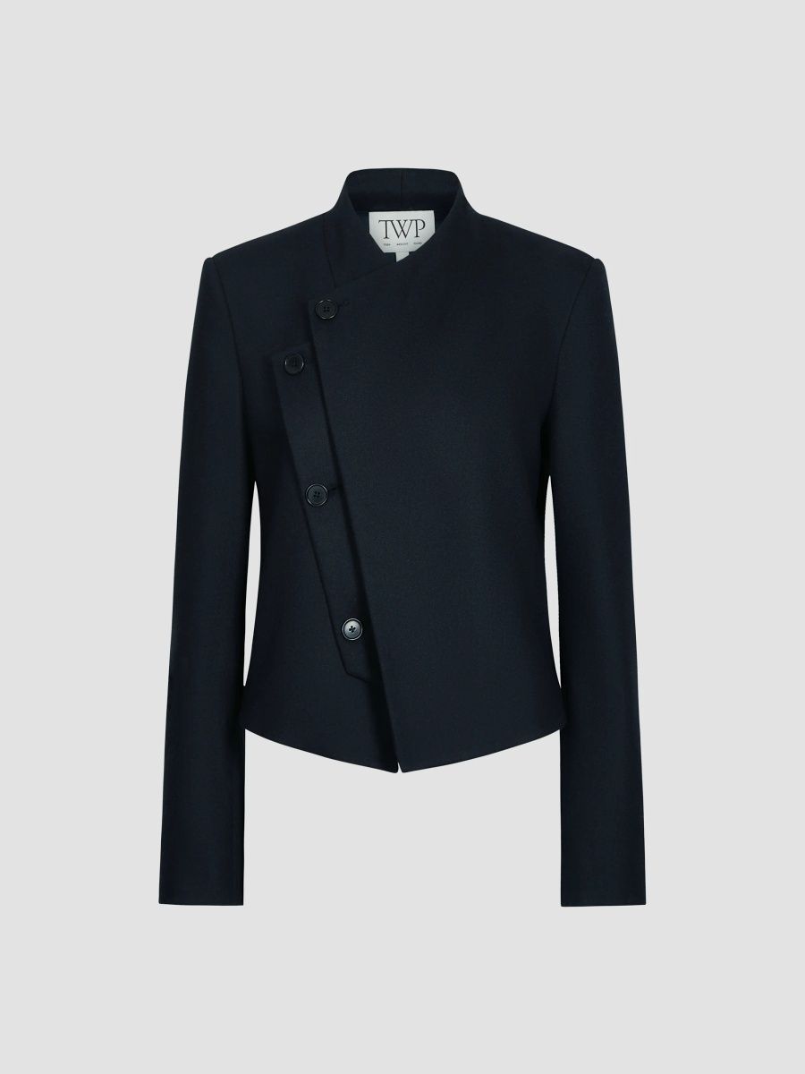 TWP Women's Oli Asymmetric Wool-Blend Blazer - Midnight - Size XS