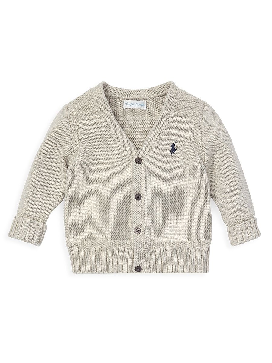 Baby Boy's Combed Cotton Button-Front Cardigan - Light Grey - Size 9 Months