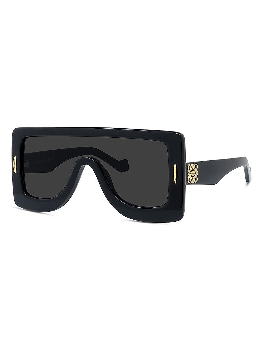 Men's Chunky Anagram 140MM Mask Sunglasses - Shiny Black Smoke