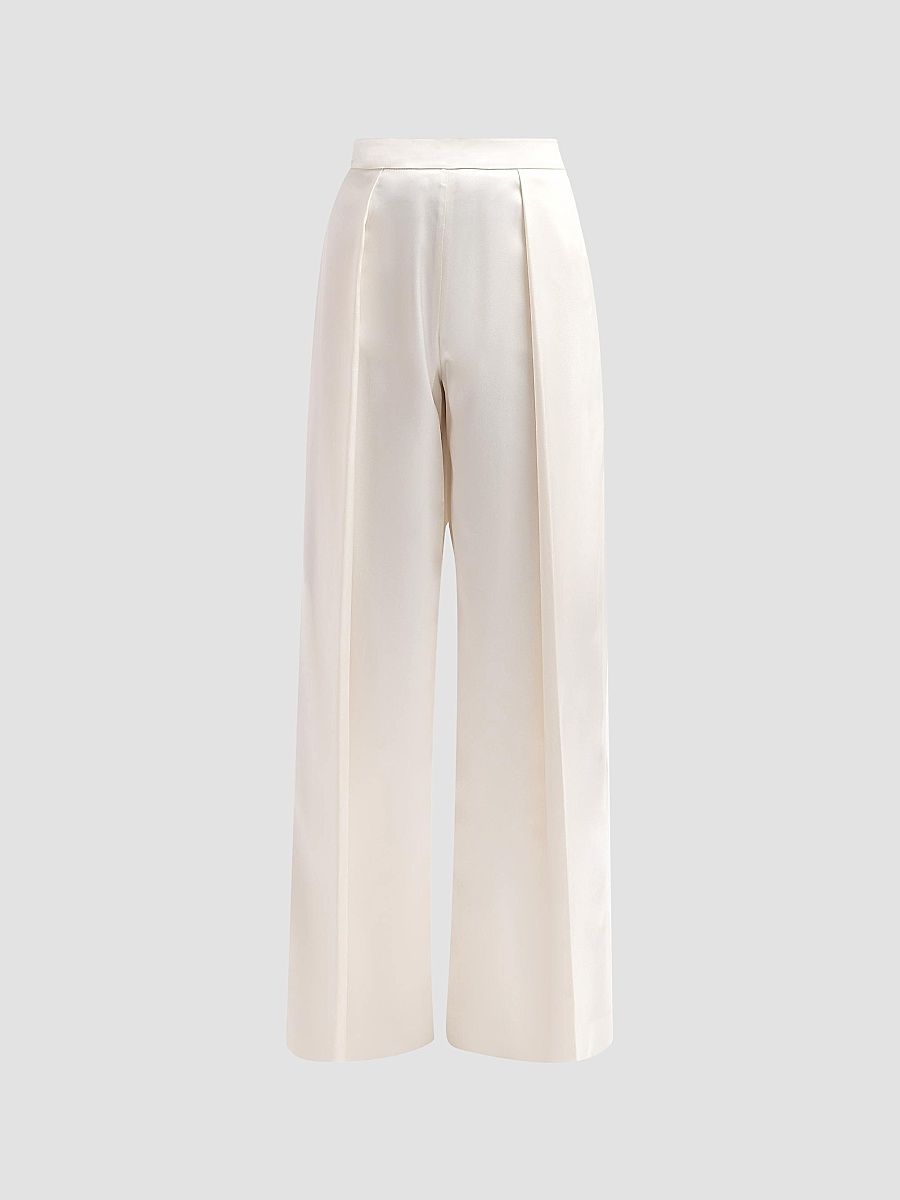 Women's Masina Satin Pleated Pants - Lux Cream - Size 8