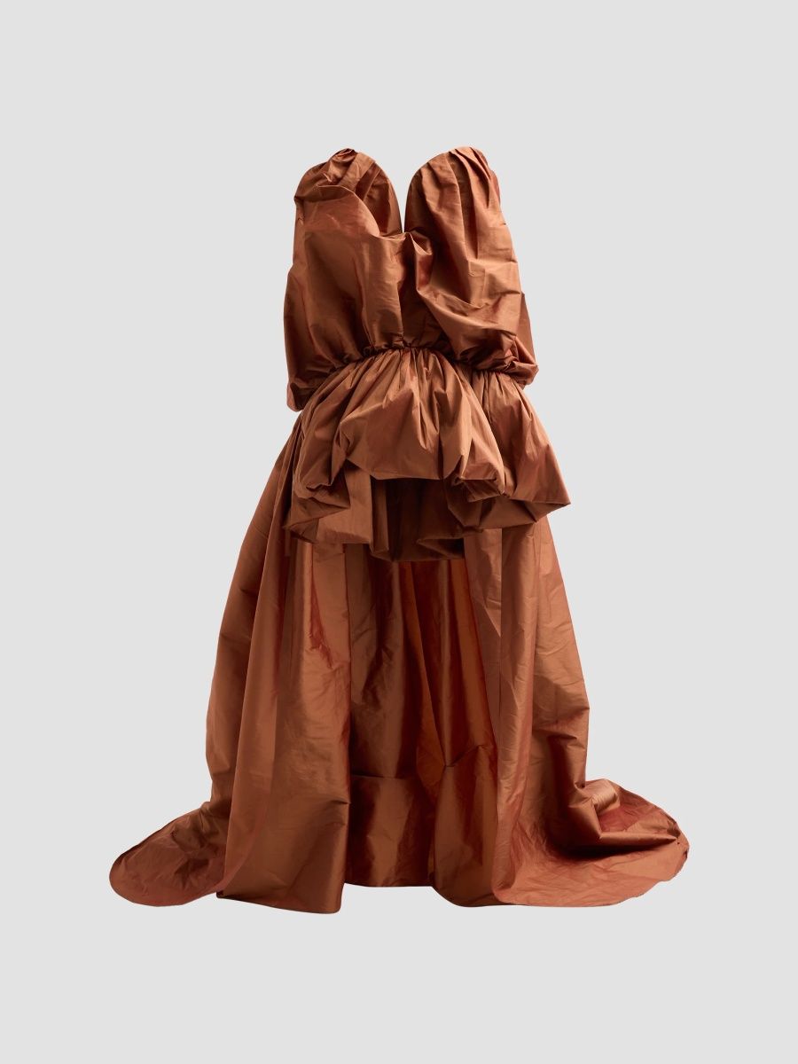 AKNVAS Women's Arlene Draped High-Low Gown - Terracotta - Size 8