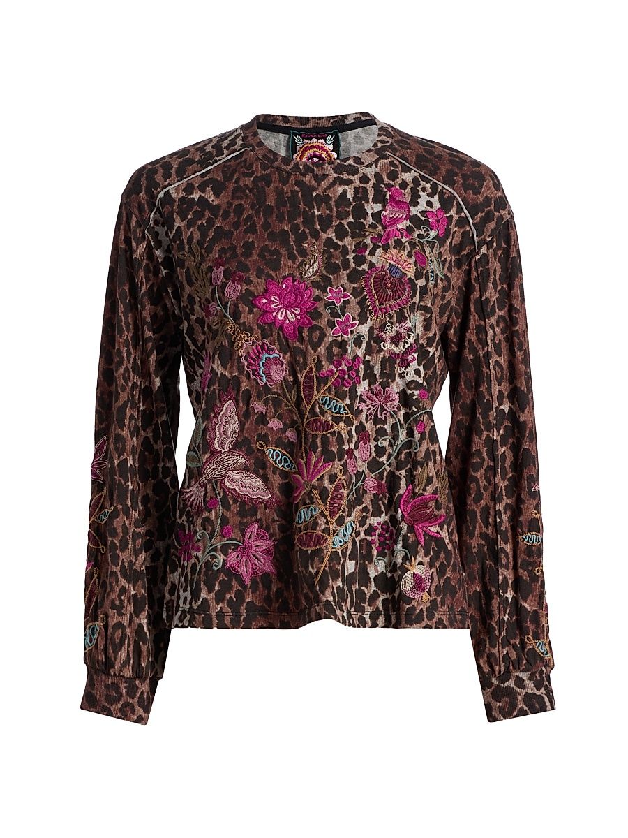 Women's Penellope Seamed Sleeve T-Shirt - Og Leopard - Size XL