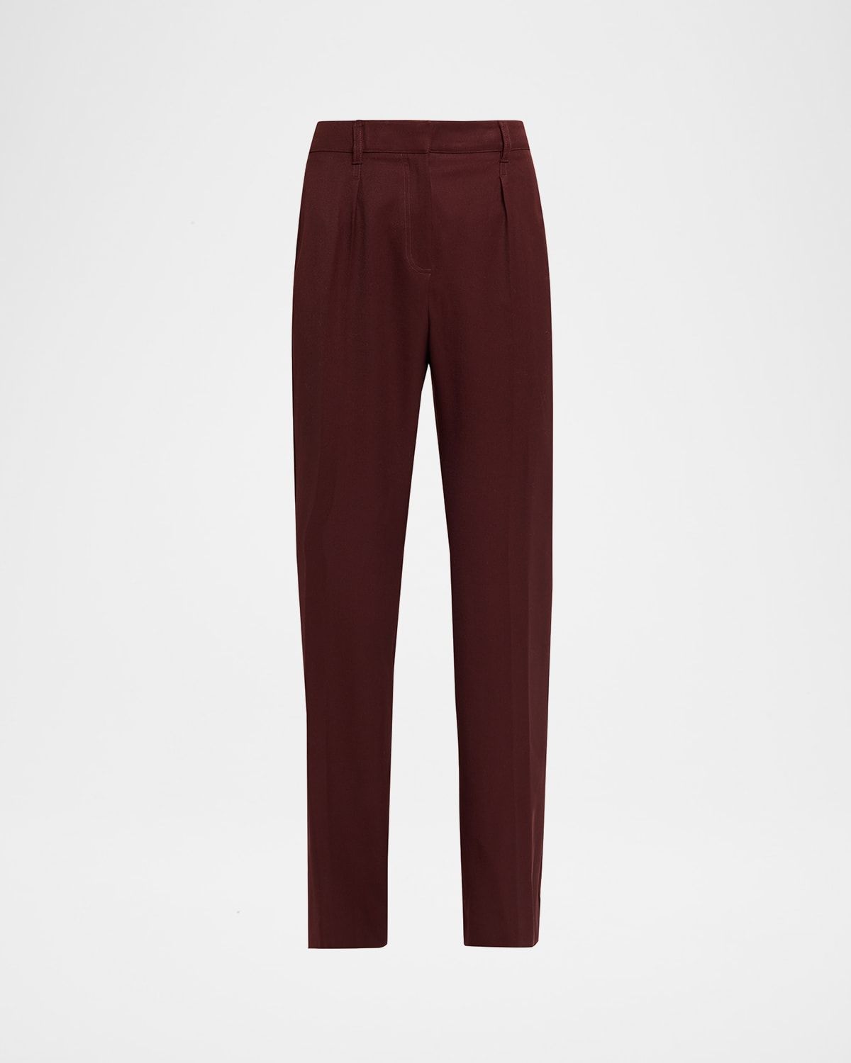 Cannes Pleated Straight-Leg Wool Pants