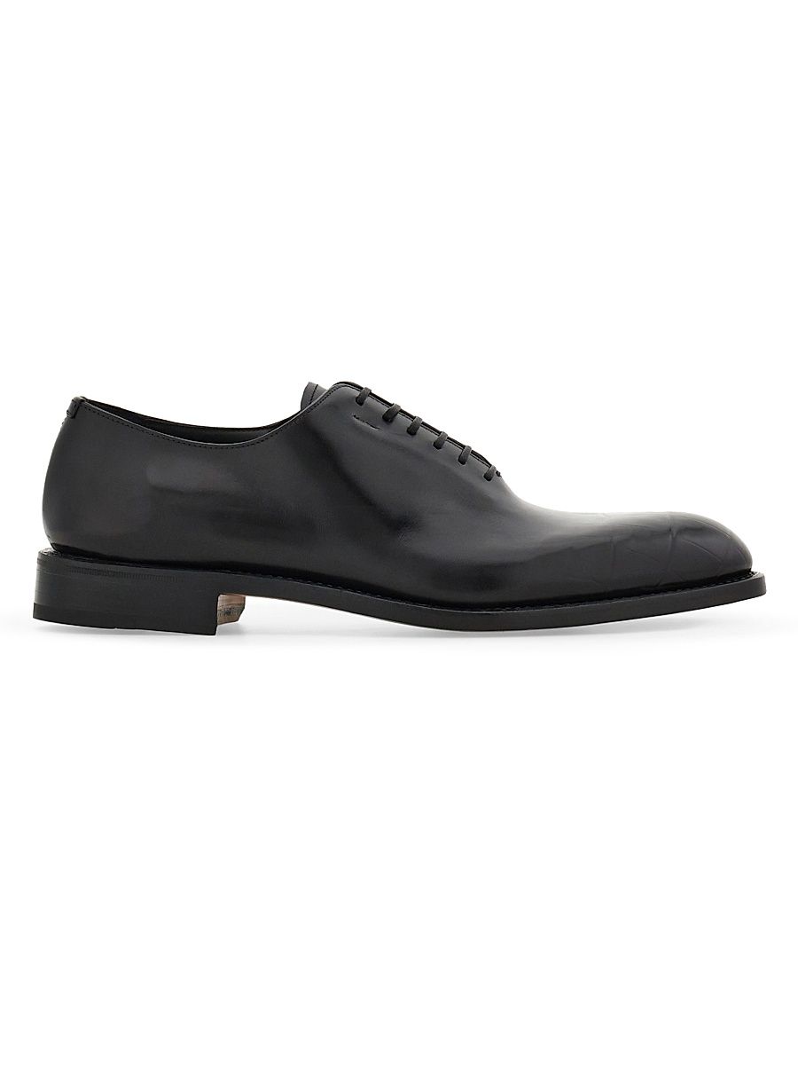 Men's Angiolo Croc-Embossed Leather Oxfords - Nero - Size 12