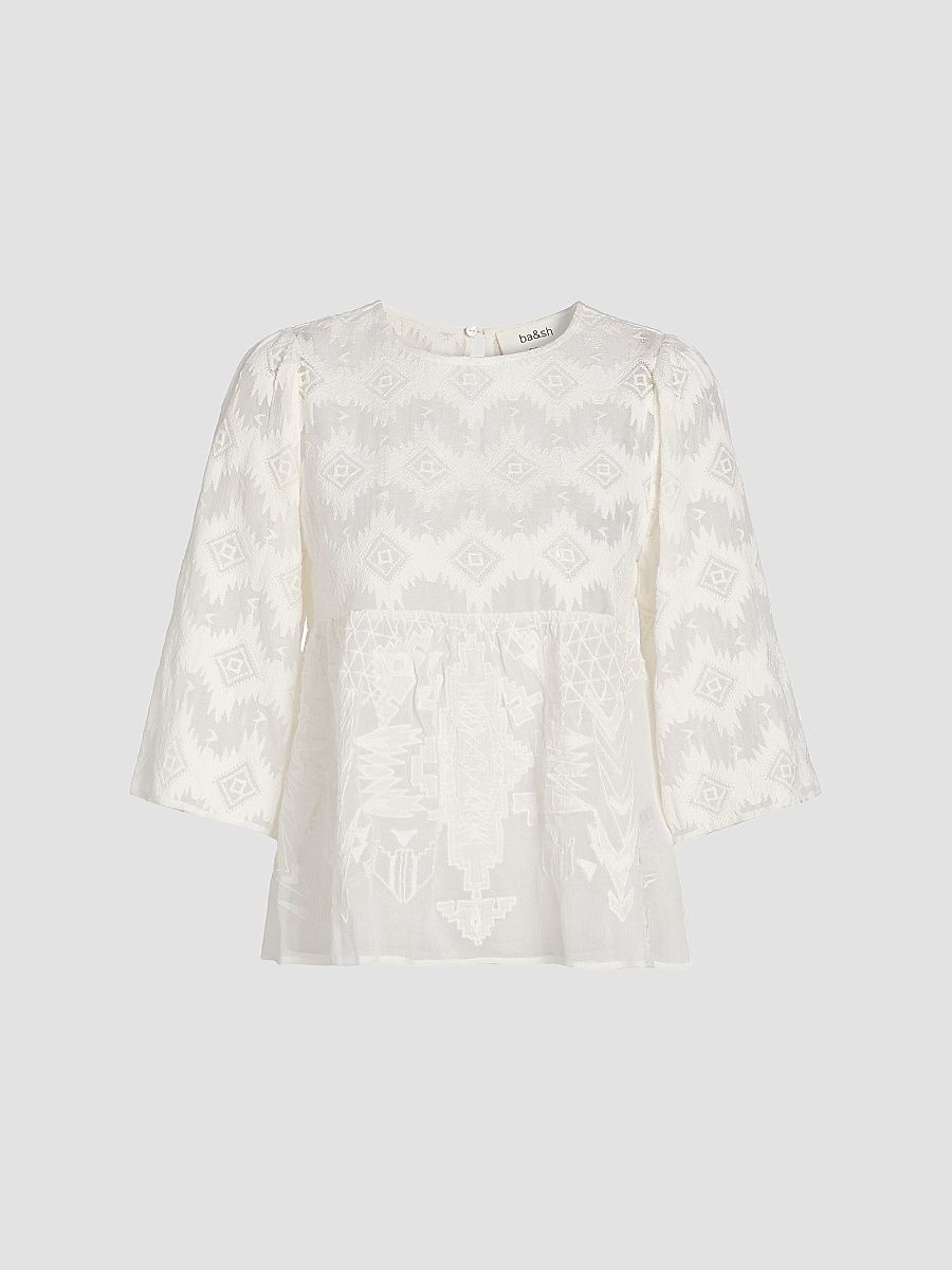 Women's Apollon Embroidered Babydoll Top - Ecru - Size XS