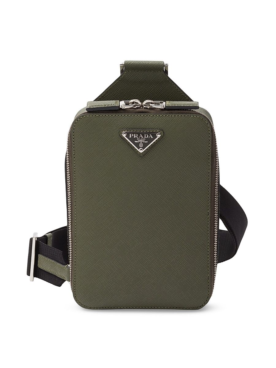 Men's Brique Saffiano Leather Bag - Green