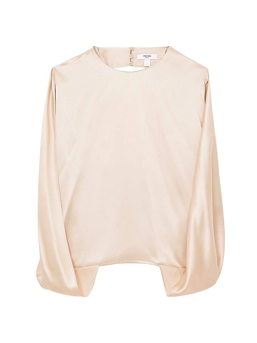 Women's Tayah Draped Silk Top - Champagne Neutral - Size 14