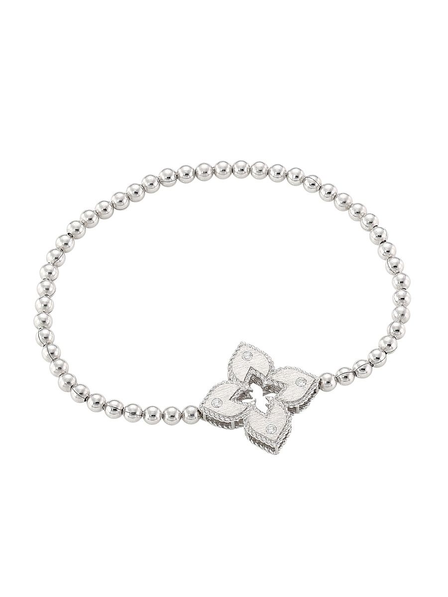 Women's Petite Venetian Large Station 18K White Gold & Diamond Bracelet - White Gold