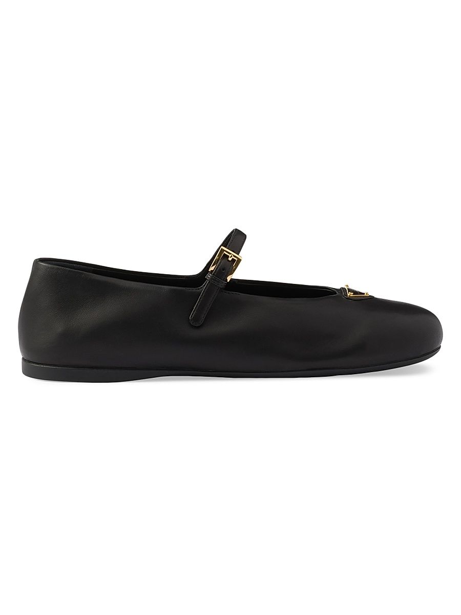 Women's Nappa Leather Ballerinas - Black - Size 9.5