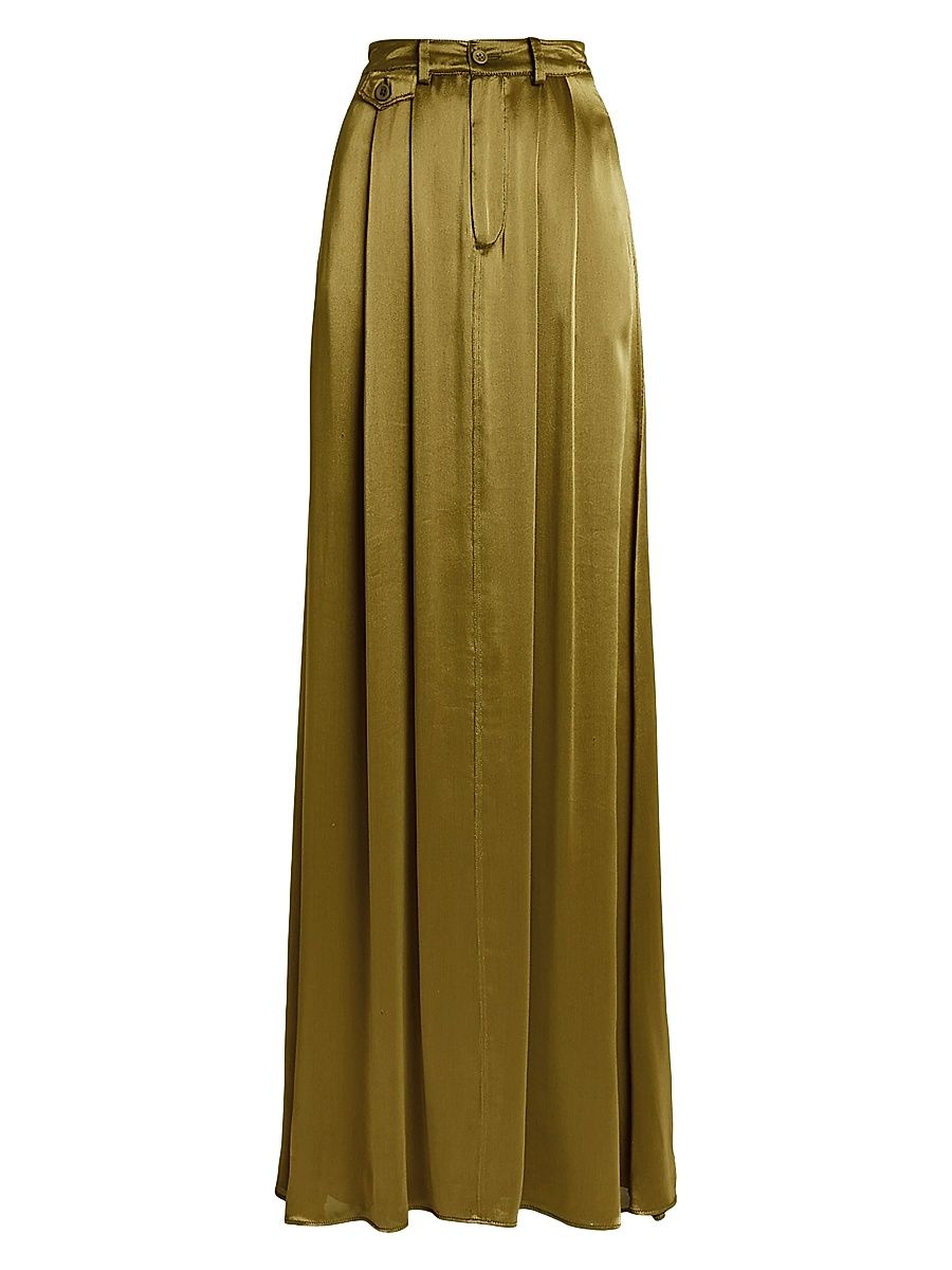 Women's Demetrius Satin Maxi Skirt - Dusty Sage - Size 8