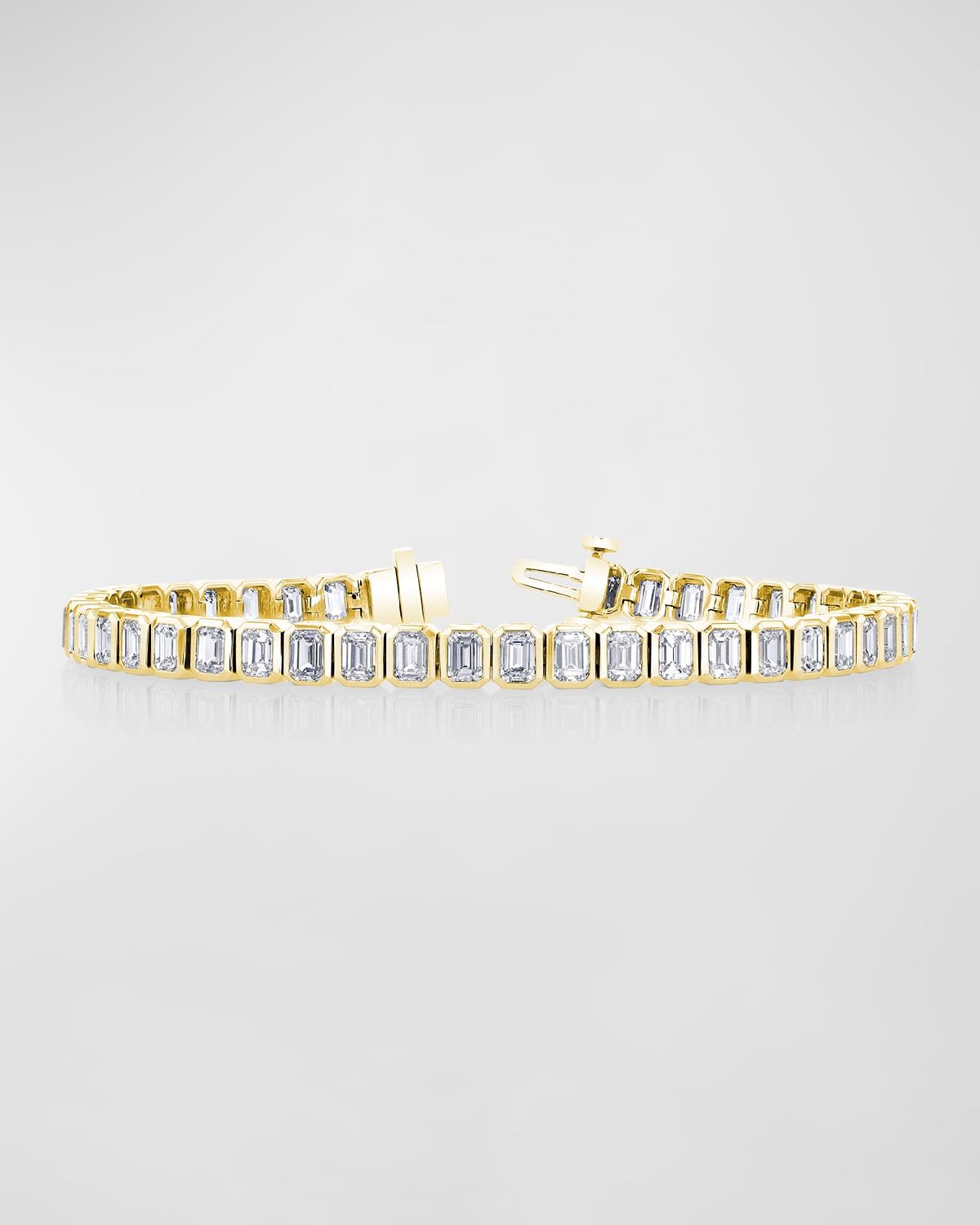 x Christina Adamo 18K Gold North-South Bezel-Set Diamond Tennis Bracelet, 5.70tcw, 7"L