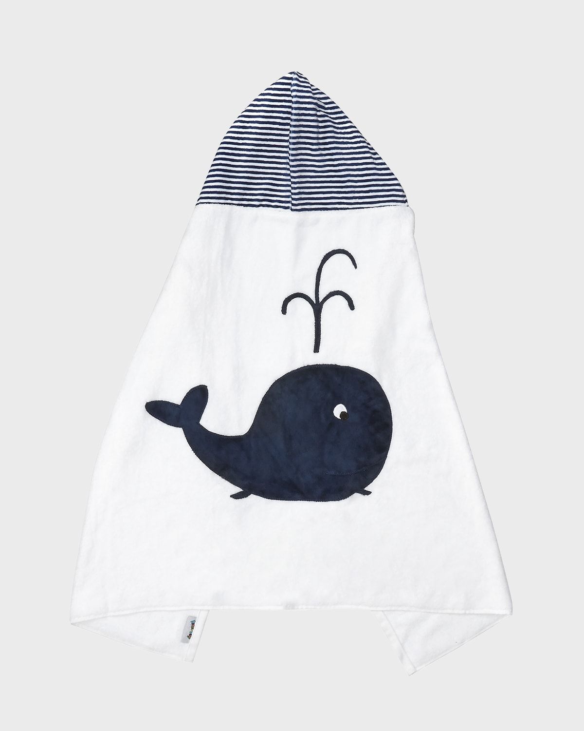 Hooded Whale Towel, White/Blue