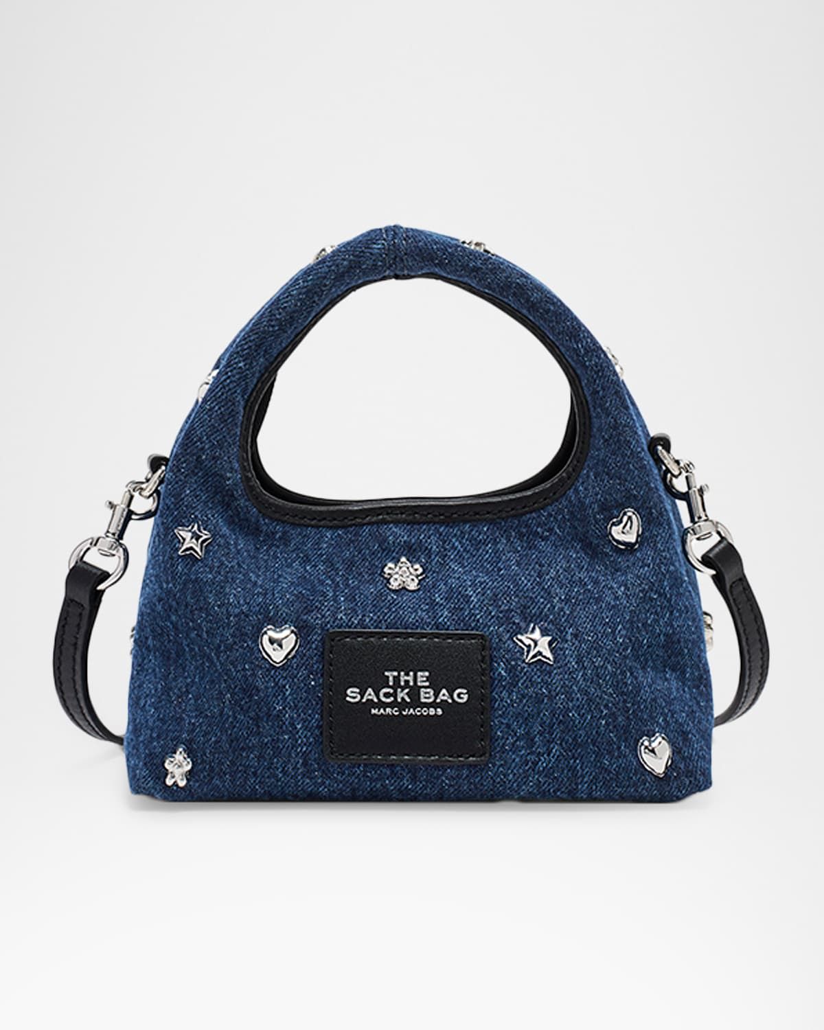 The Mini Icon Stud Denim Micro Top Handle Sack Bag