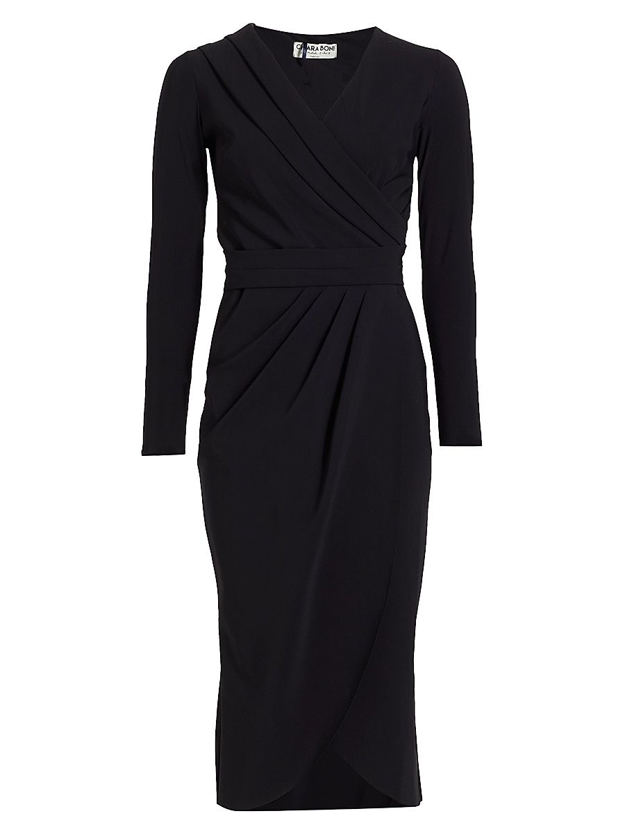 Women's Jodene Pleated Wrap Midi Dress - Black - Size 6