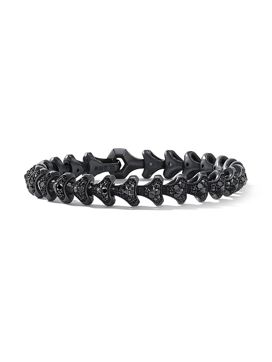 Men's Armory Link Bracelet in Titanium - Black Diamond - Size Large