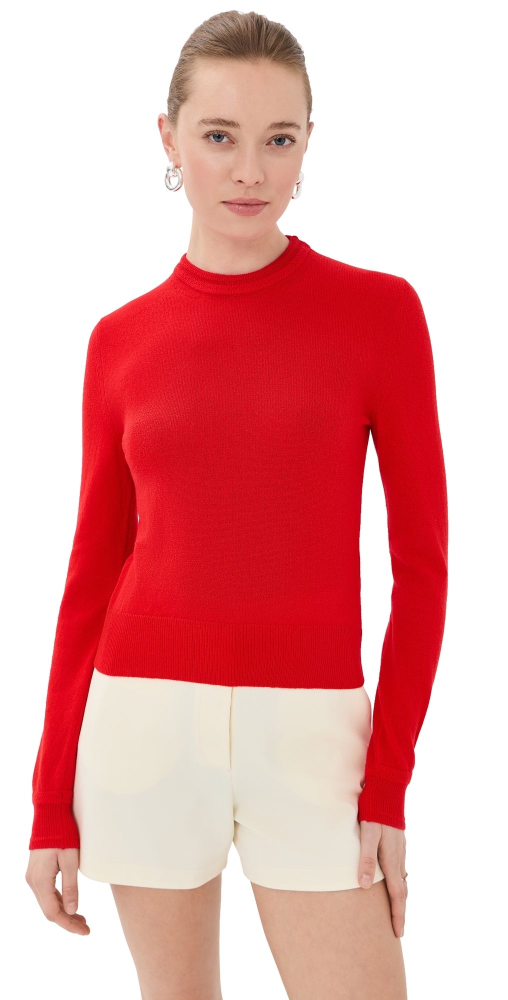 Jil Sander Crew Neck Long Sleeve Sweater Rouge 40
