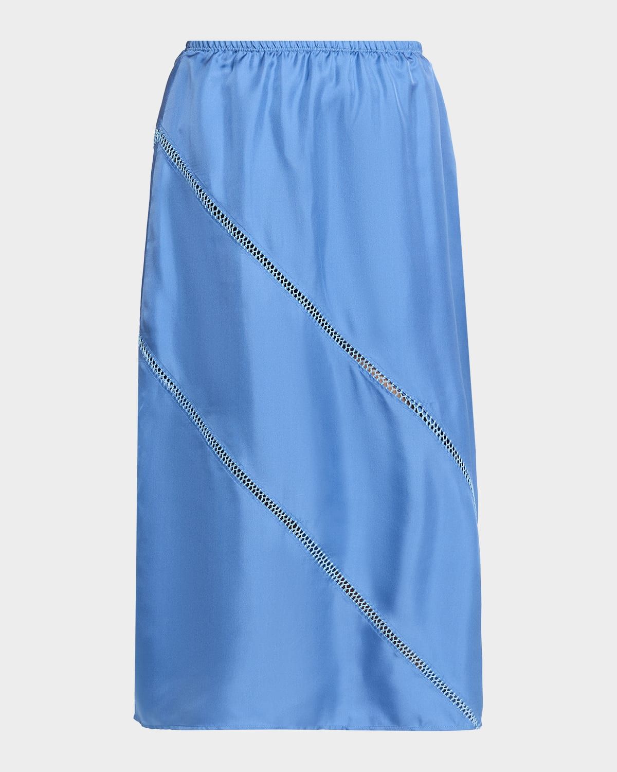 Tobago Lattice-Inset Silk Midi Skirt