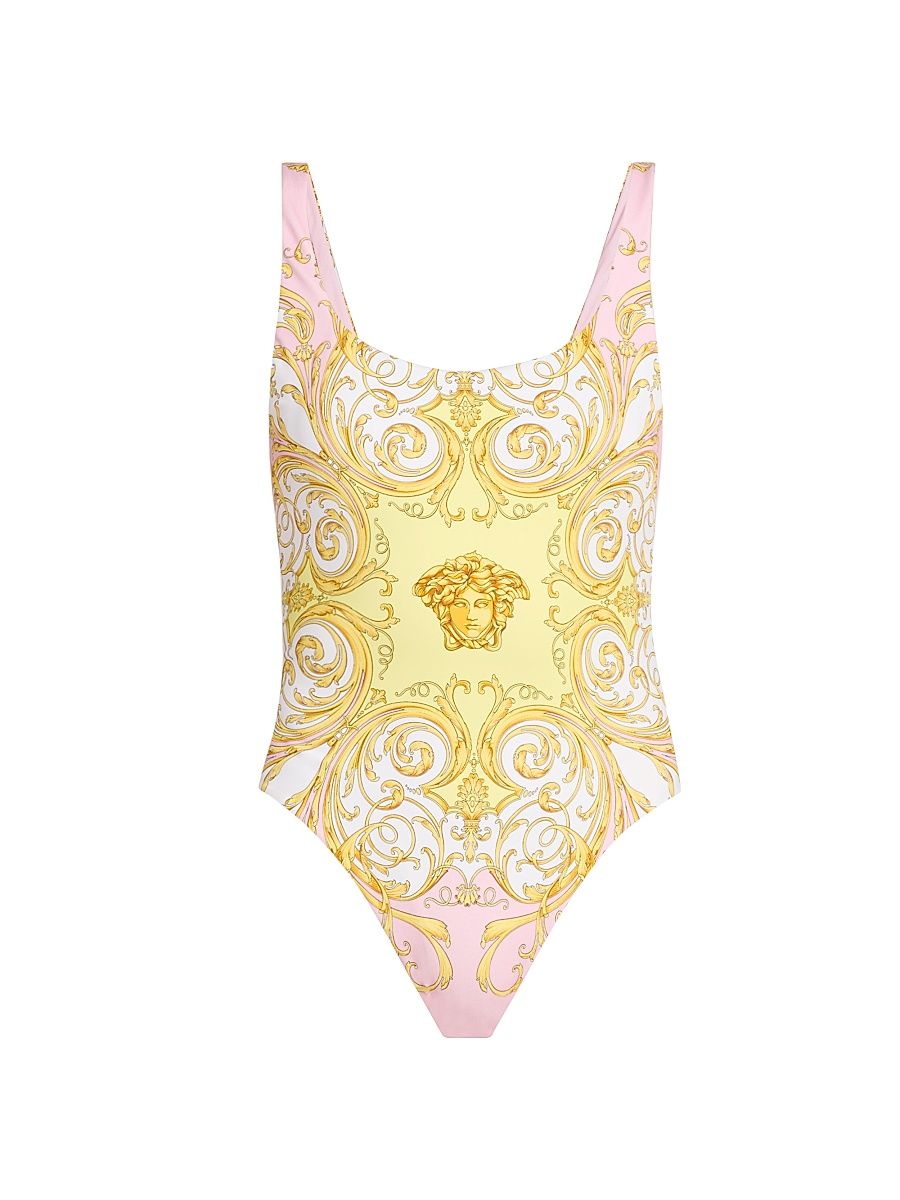 Women's Medusa Low-Back One-Piece Swimsuit - Pale Yellow Rose Quartz - Size XL