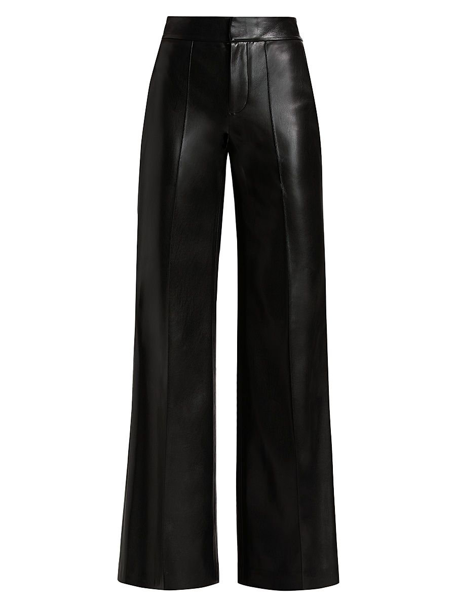Women's Dylan Wide-Leg Vegan Leather Pants - Black - Size 14