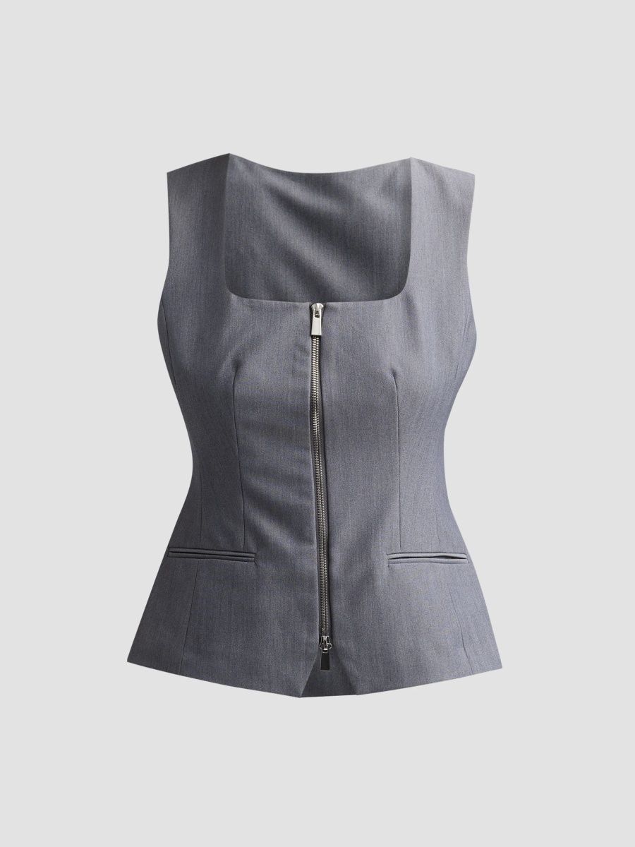 Toccin Women's Yara Zip-Front Vest - Steel - Size 12