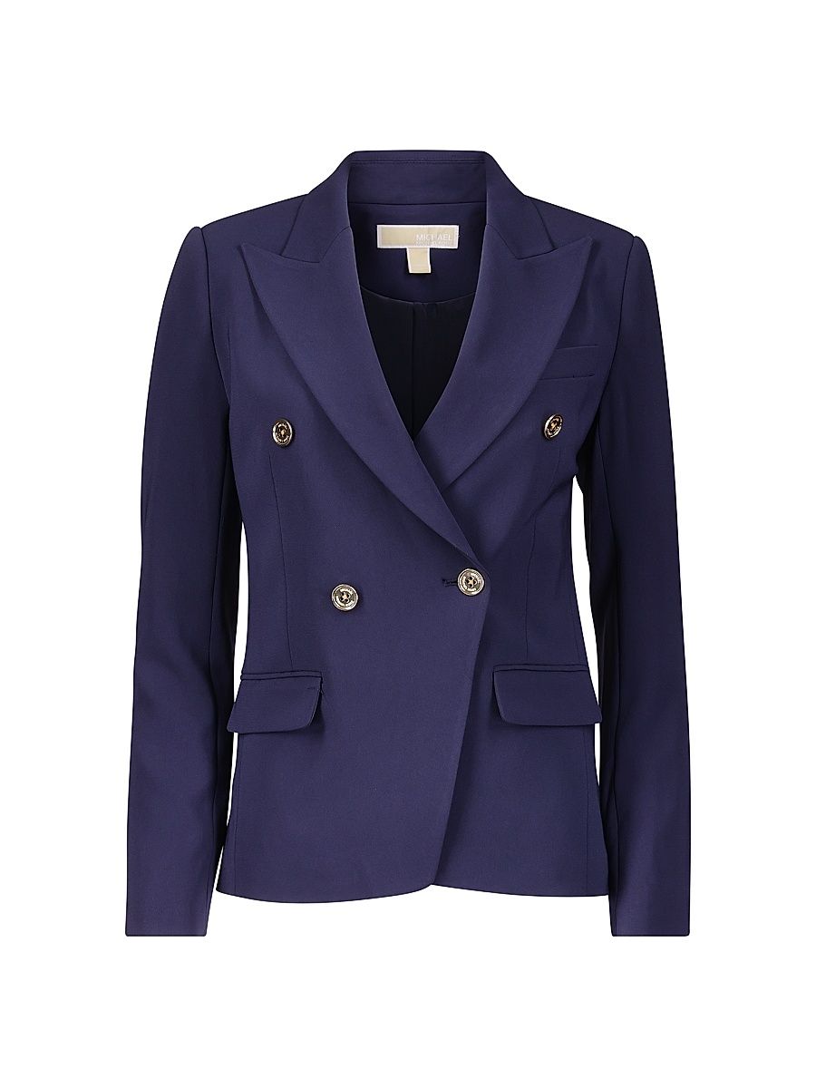 Women's Double-Breasted Crepe Blazer - Midnight Blue - Size 6