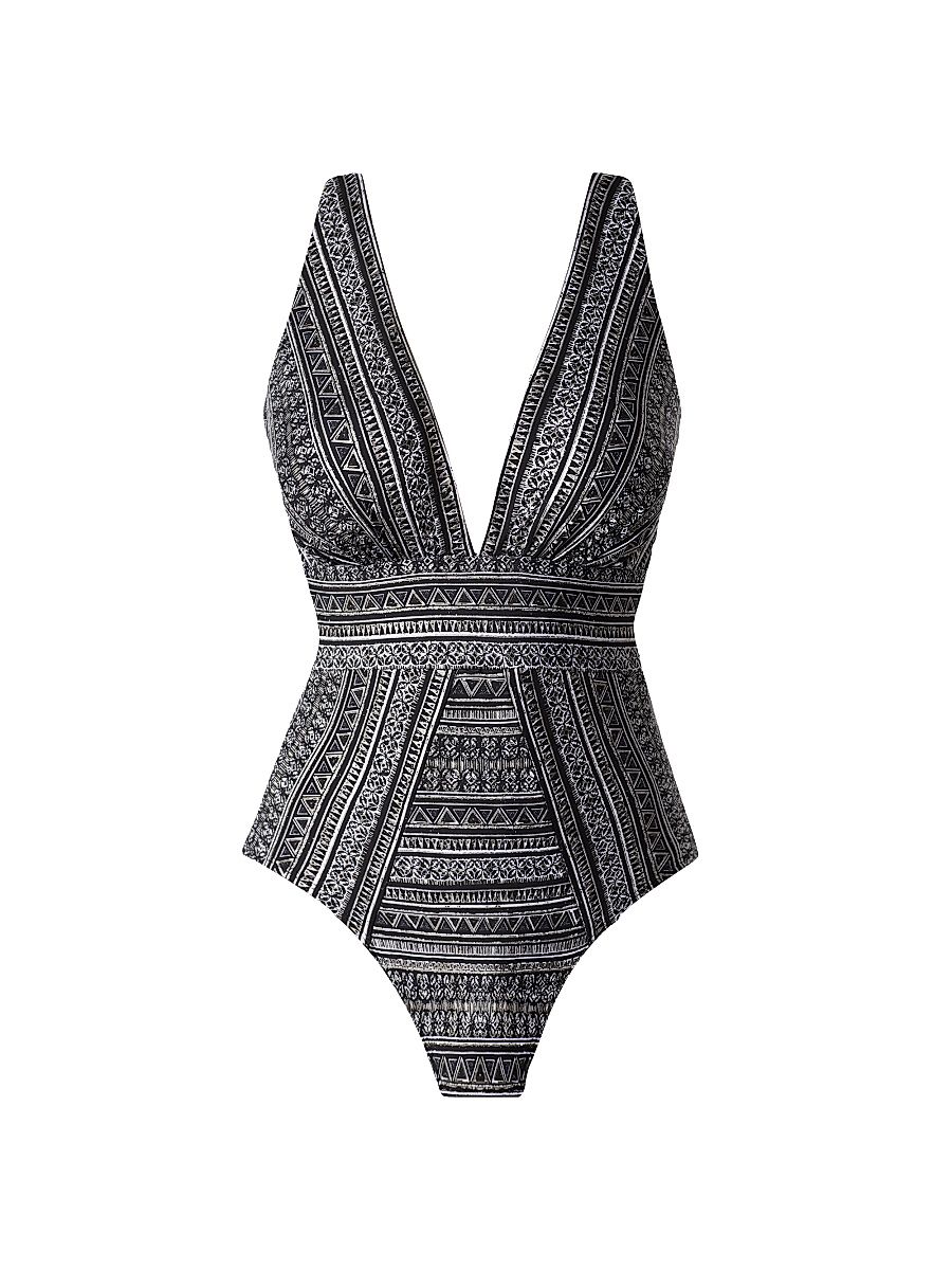 Women's Elysium Odyssey One-Piece Swimsuit - Black And White - Size 6