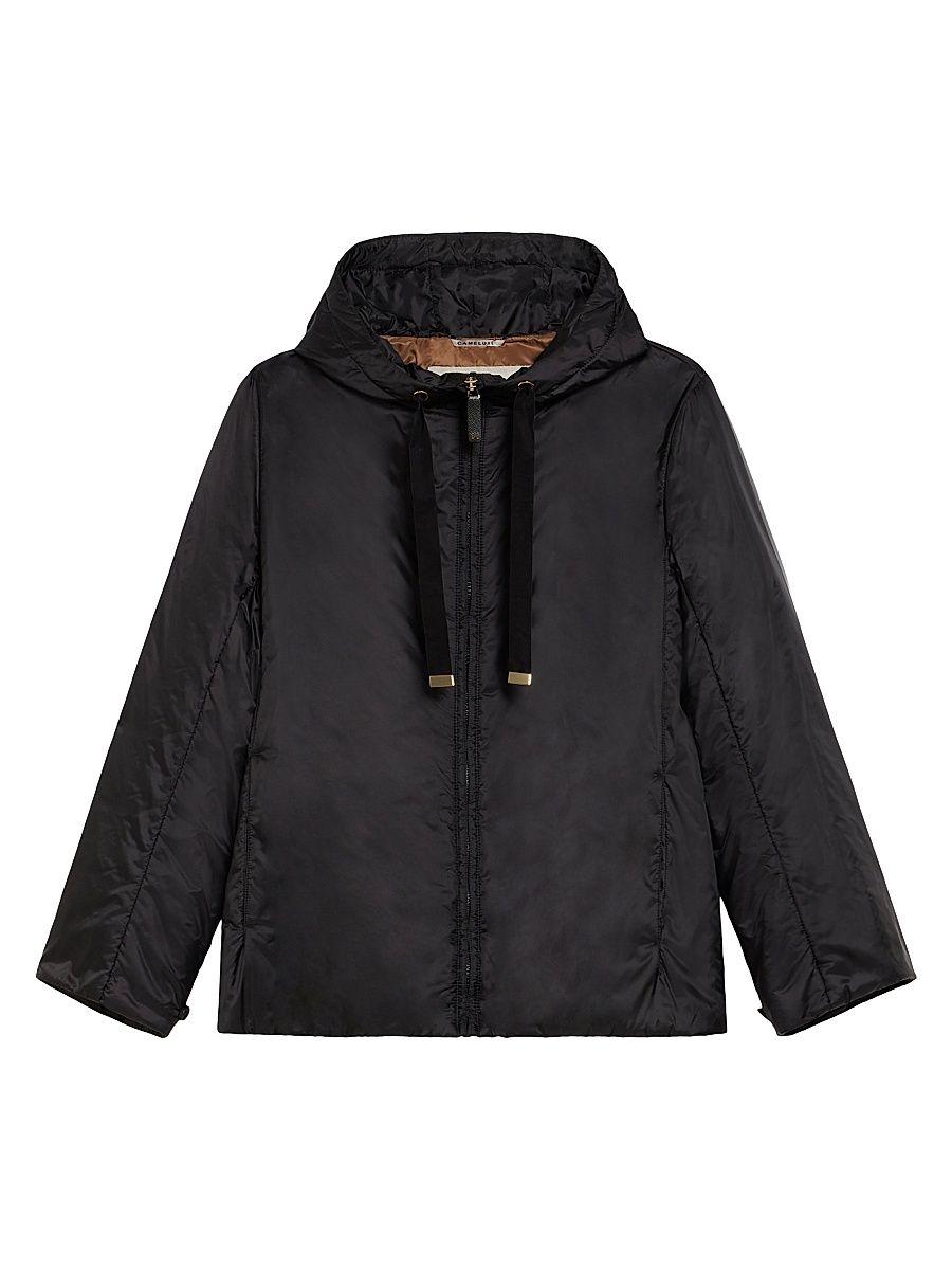 Women's Padded Hooded Jacket in Water Repellent Canvas - Black - Size 10