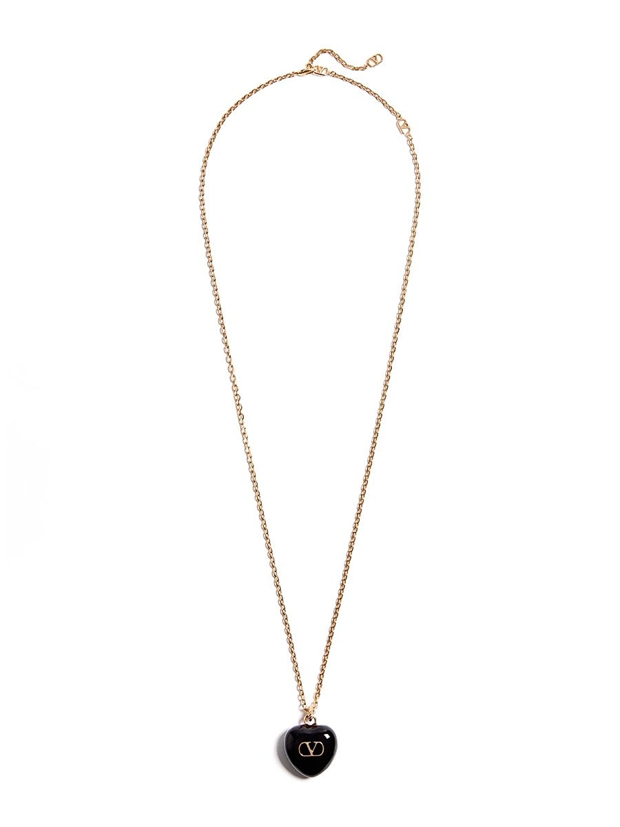 Women's Coeur Royal Necklace in Metal and Enamel - Gold Black