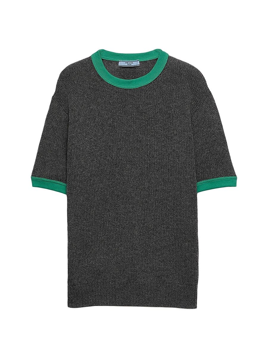 Women's Short-Sleeved Cashmere Sweater - Grey - Size 10