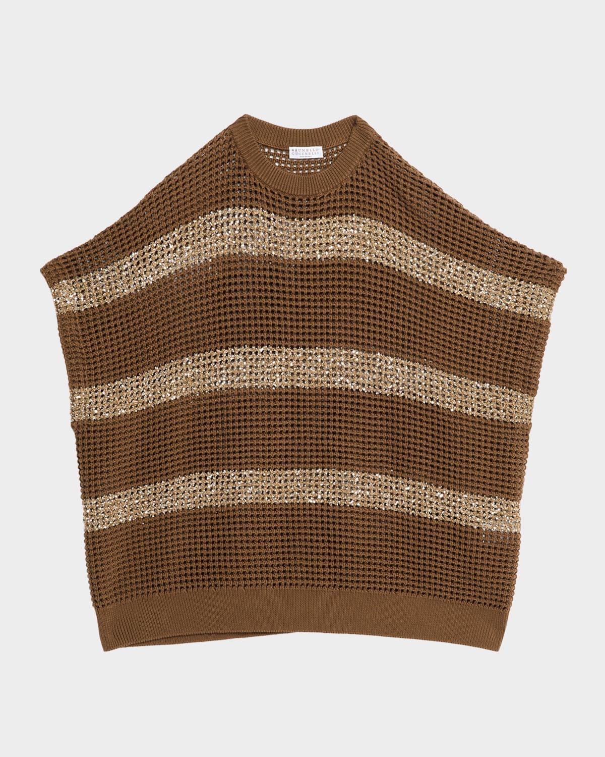 Paillette Striped Cashmere Net Sweater