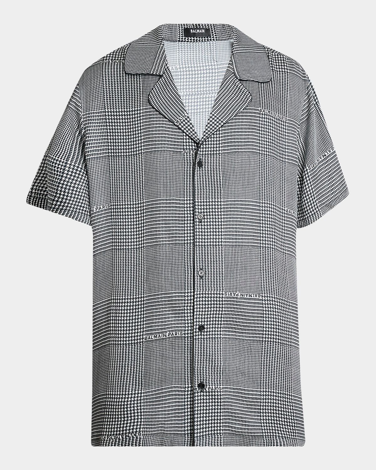 Men & apos;s Prince of Wales Logo Viscose Short-Sleeve Shirt