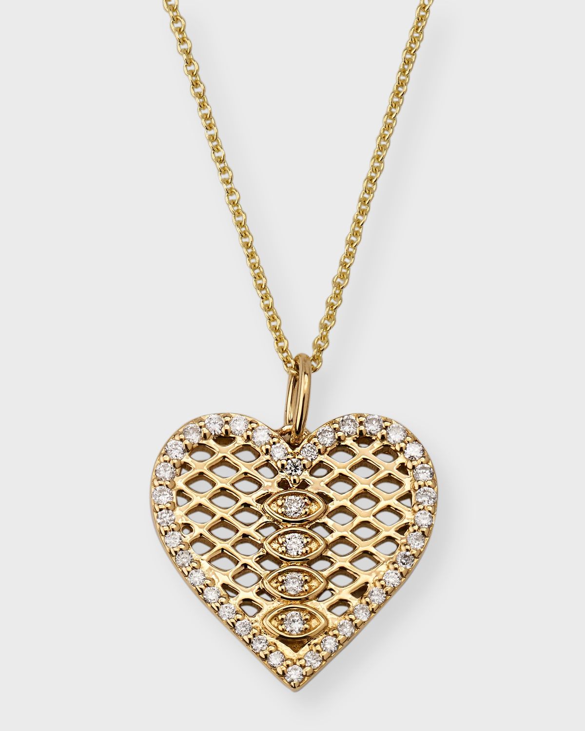 Tiffany Fishnet Diamond Heart Charm Necklace