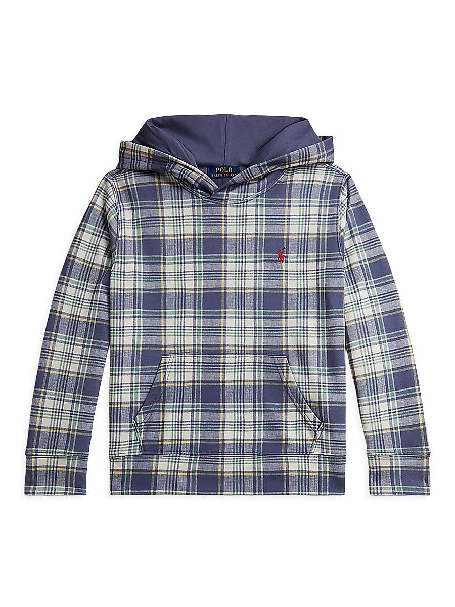 Little Boy's & Boy's Plaid French Terry Hoodie - Milbury Plaid - Size 18