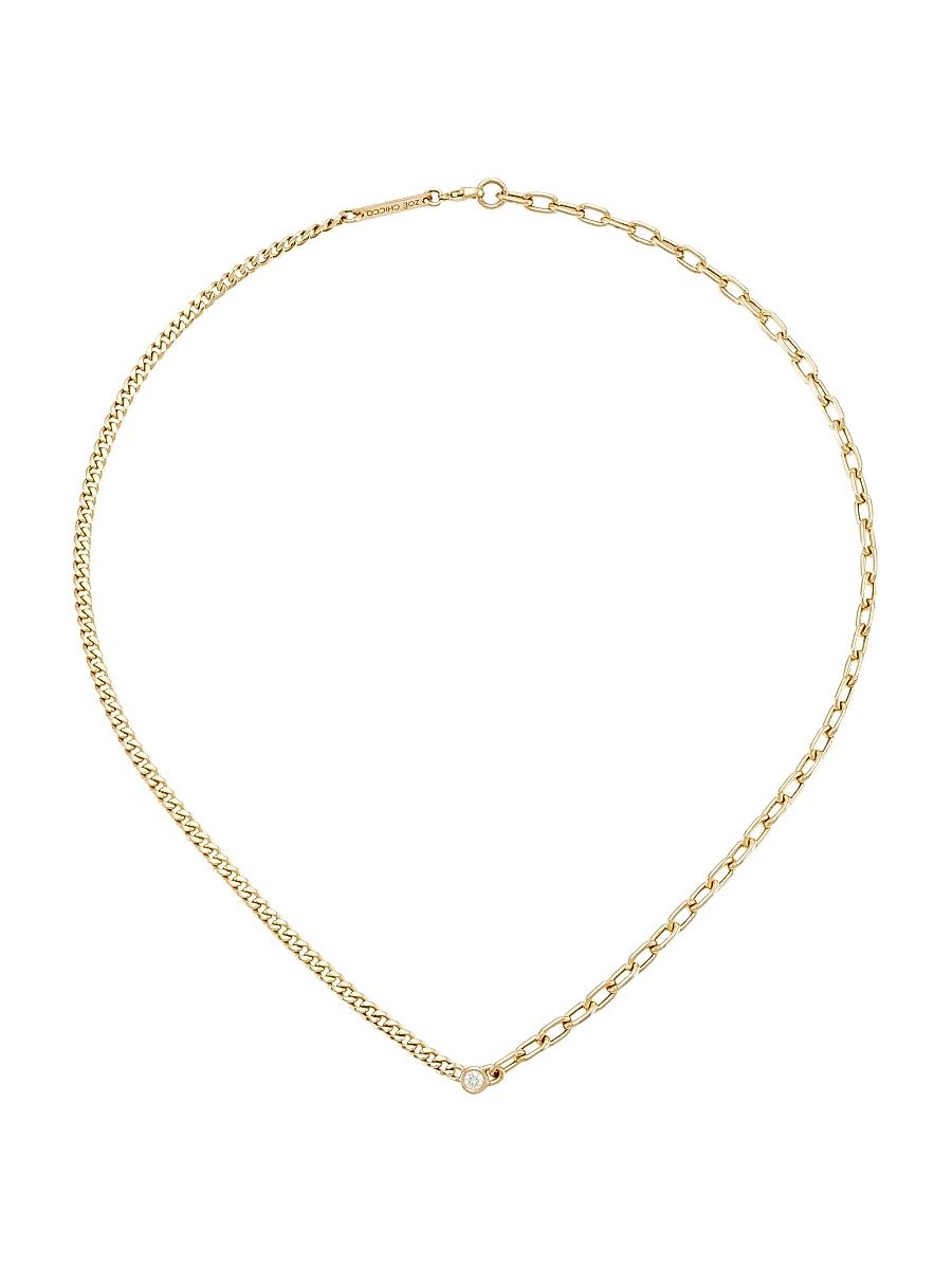 Women's 14K Yellow Gold & Diamond Mixed-Chain Necklace - Yellow Gold - Size 16