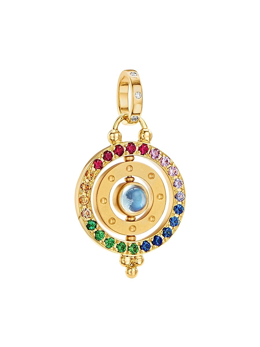 Women's Celestial 18K Yellow Gold & Rainbow Multi-Stone 3X Orbit Pendant - Yellow Gold