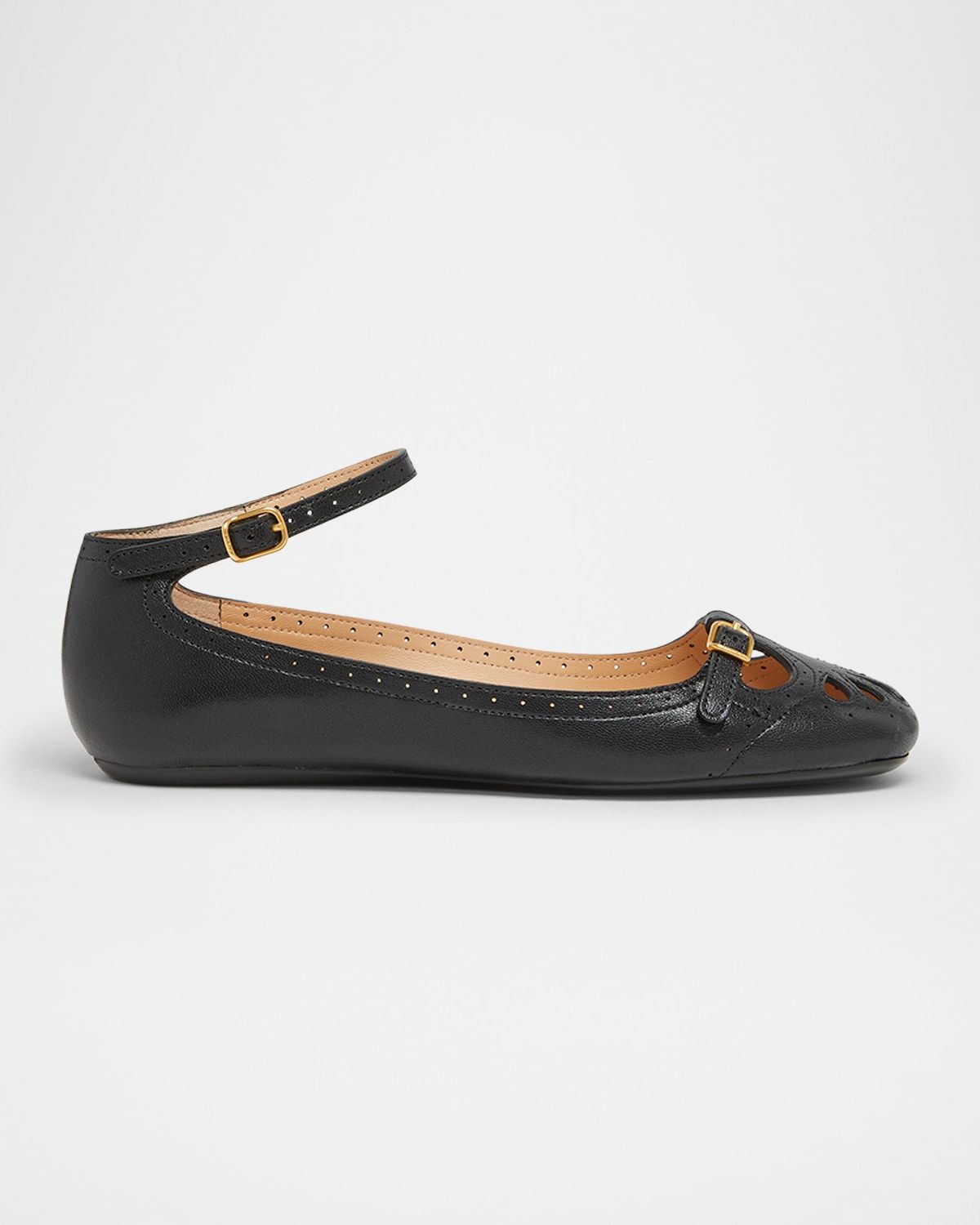 Misty Cutout Leather Ballerina Flats