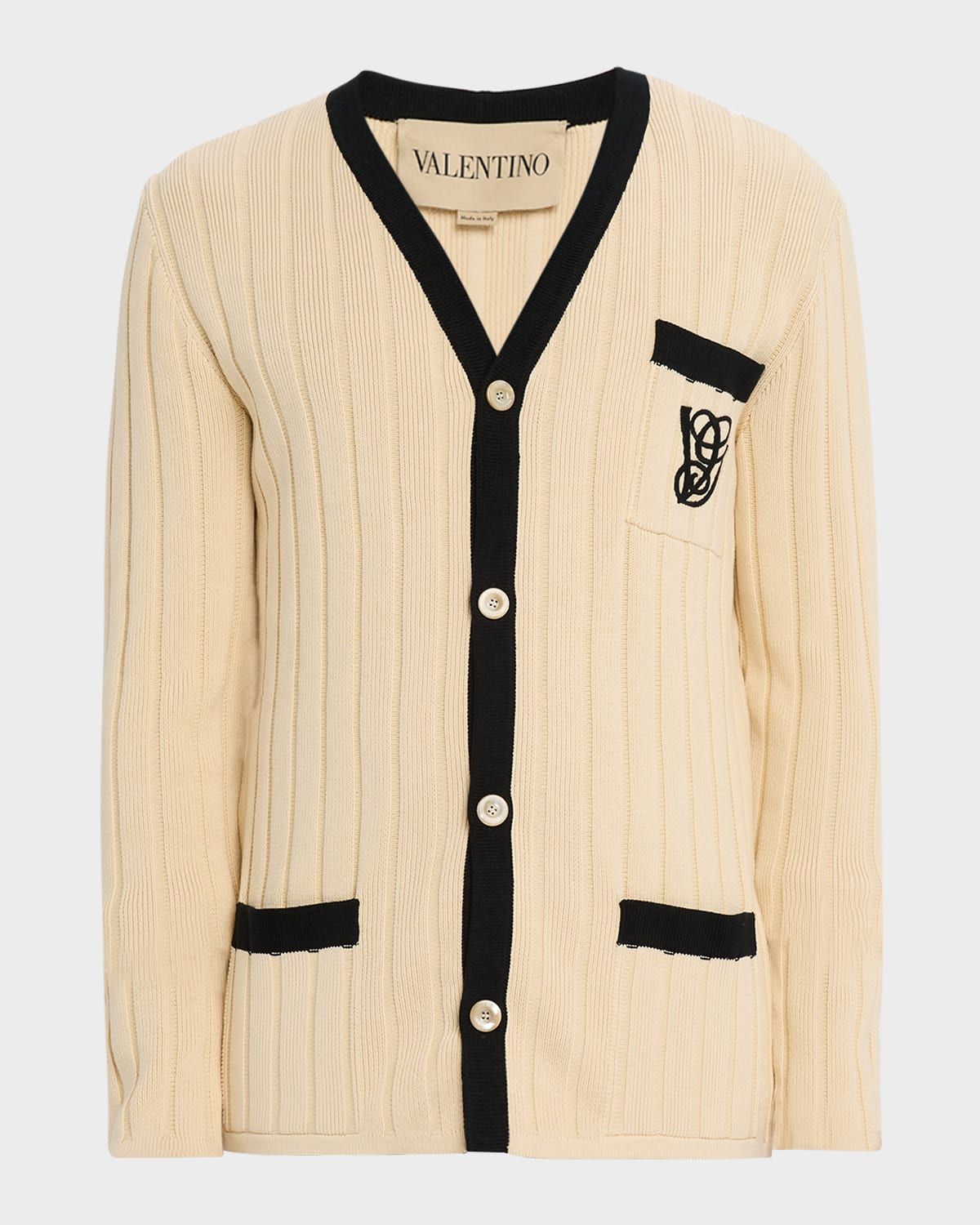 Men & apos;s Pocket-Monogram Ribbed Cardigan