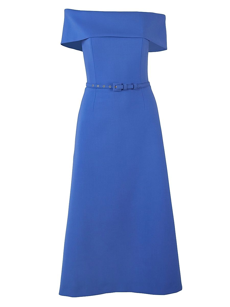 Women's Off-The-Shoulder Belted A-Line Cocktail Dress - Bluebell - Size 8
