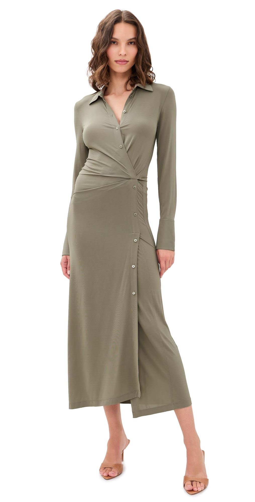 Helmut Lang Twisted Shirt Dress Fallen Rock L