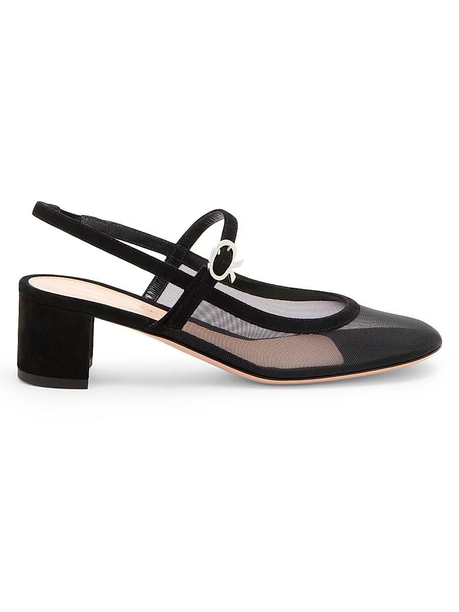 Women's 45MM Suede & Mesh Pumps - Black - Size 12