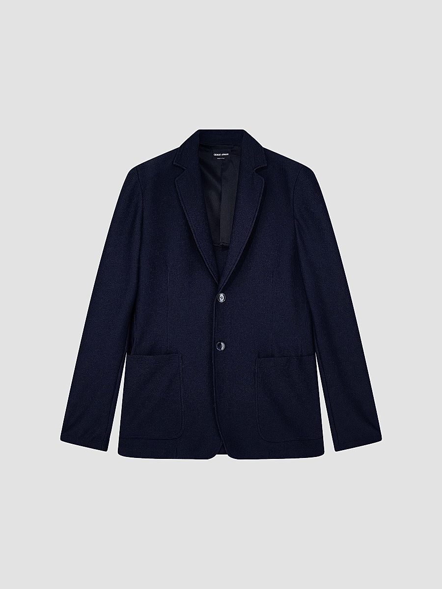Giorgio Armani Men's Seersucker Single-Breasted Blazer - Midnight Blue - Size 48