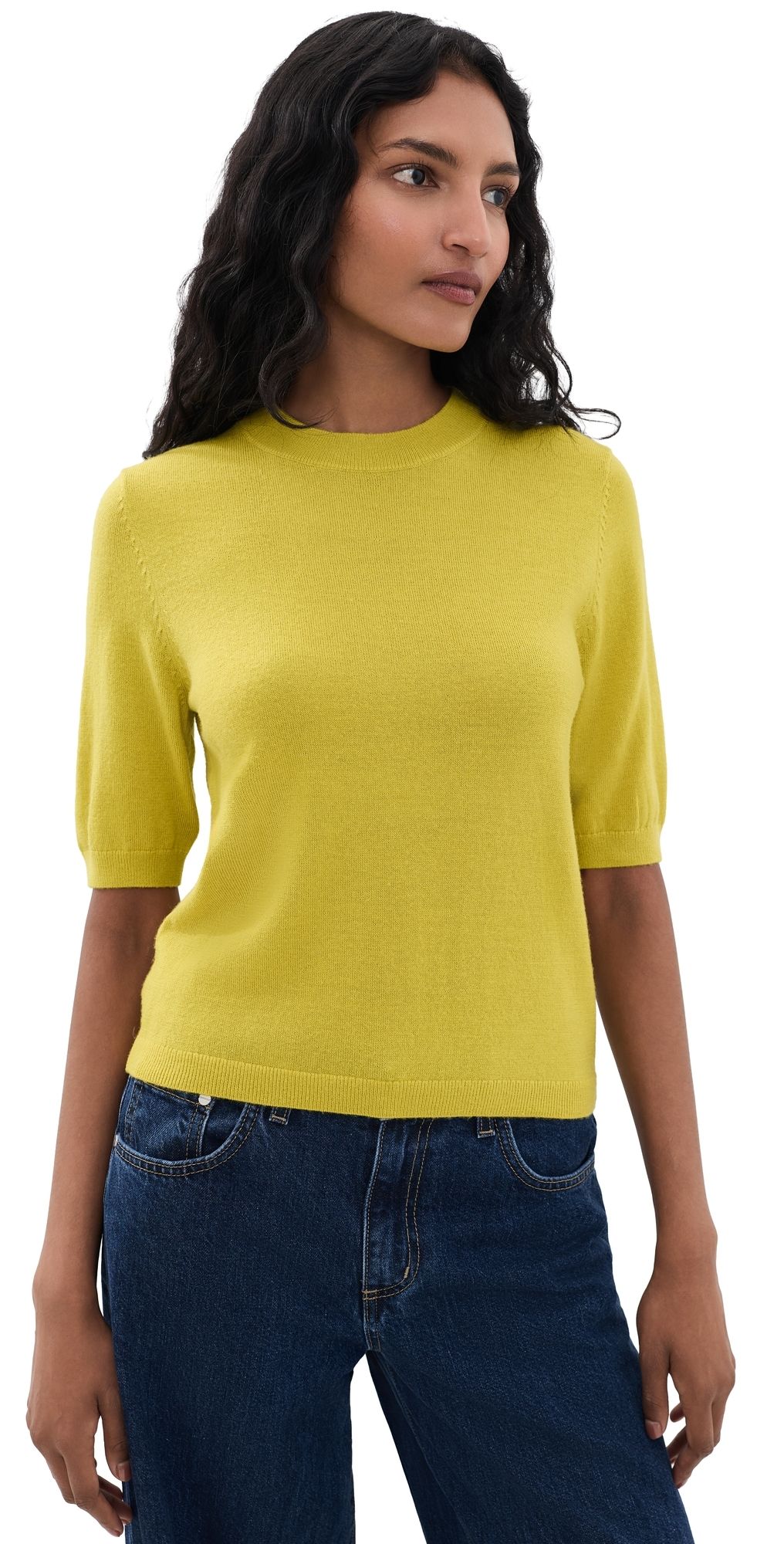 Secular Fitted Wool Crew Sweater Chartreuse L