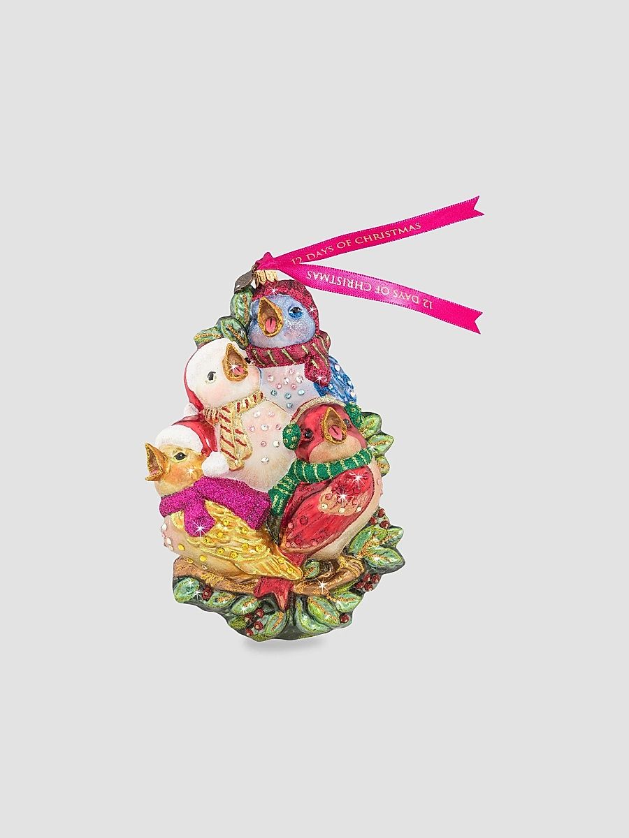 4 Calling Birds Glass Ornament