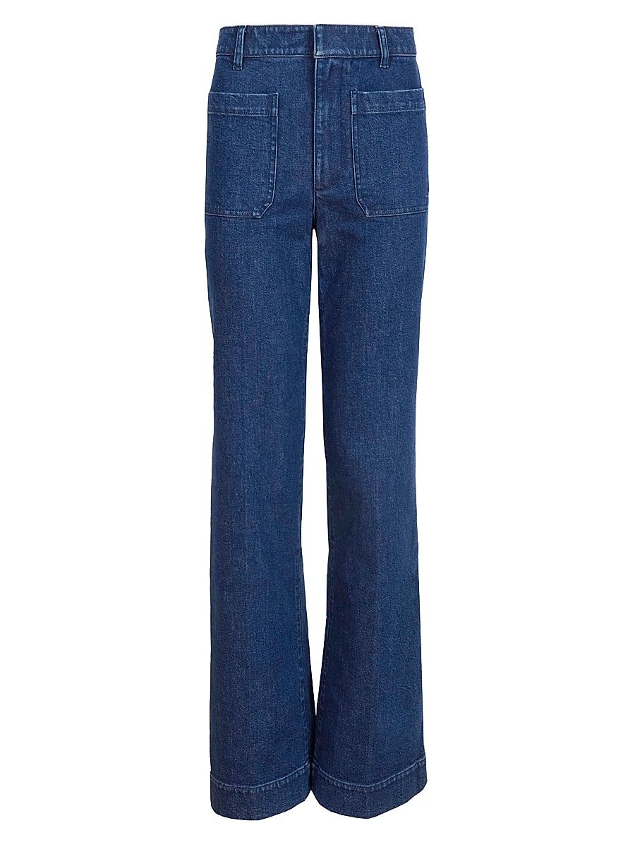 Women's Nicole Stretch-Denim Flare Pants - Classic Indigo Blue - Size 12