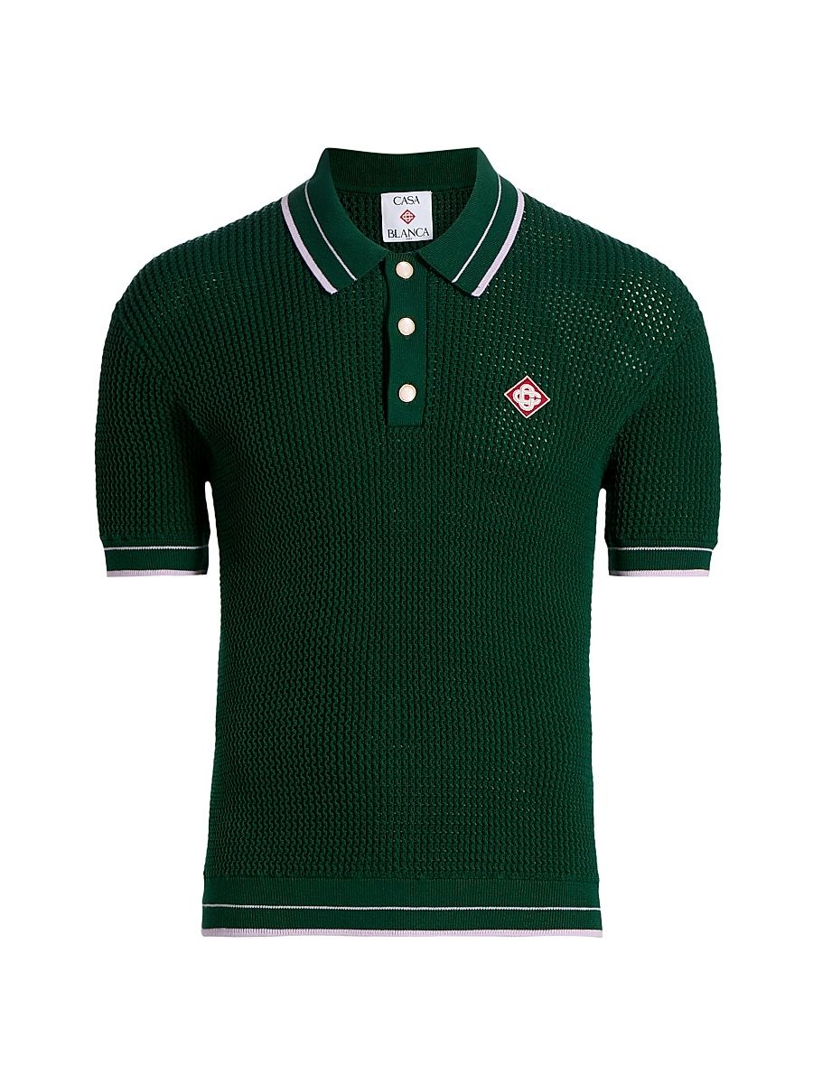Men's Mini-Crocheted Polo Shirt - Cotton - Size XXL