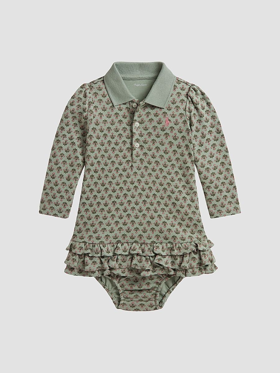 Baby Girl's Floral Print Polo Dress & Bloomers Set - Rosemund Garden - Size 9 Months