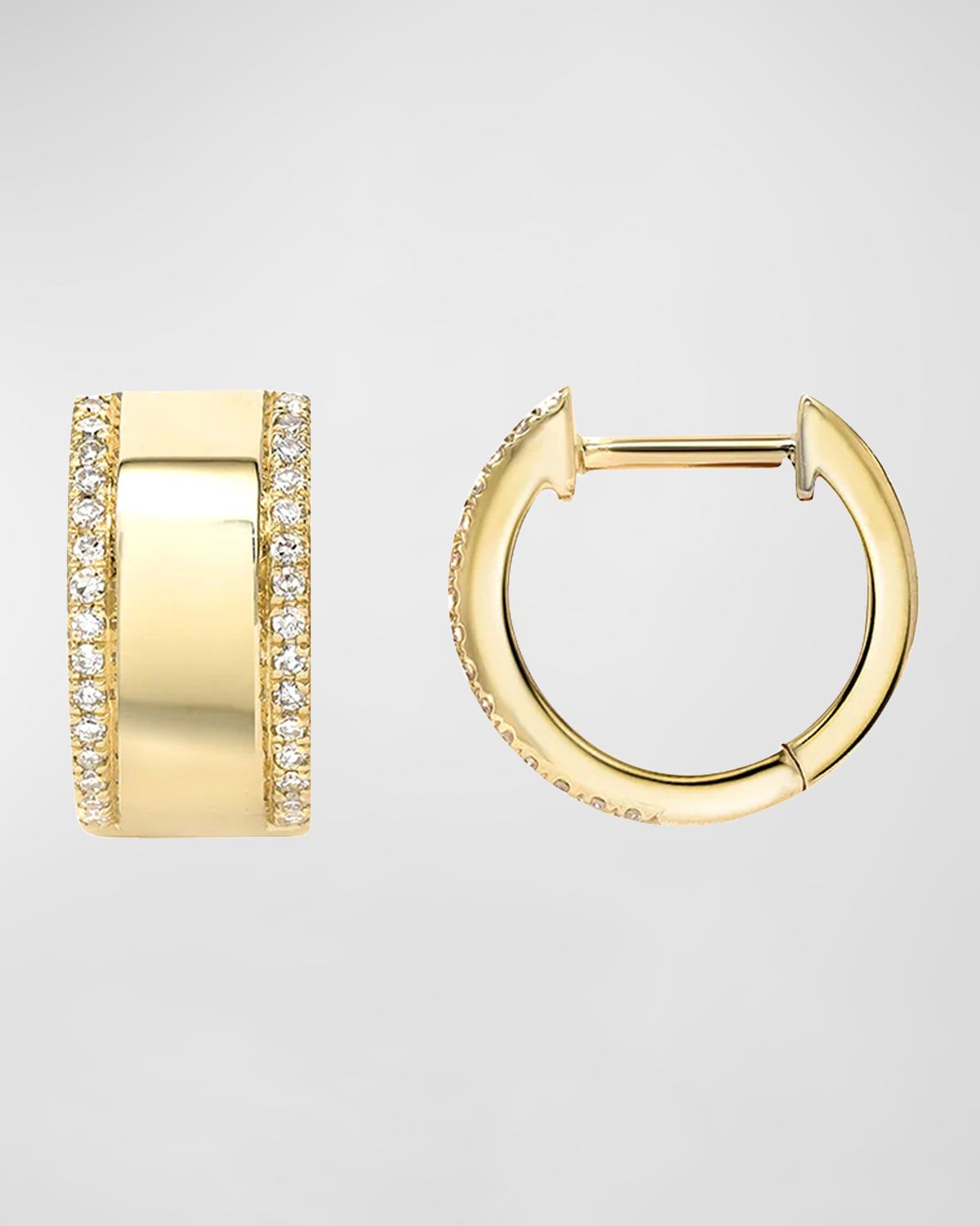 14K Gold Diamond Thick Huggie Earrings