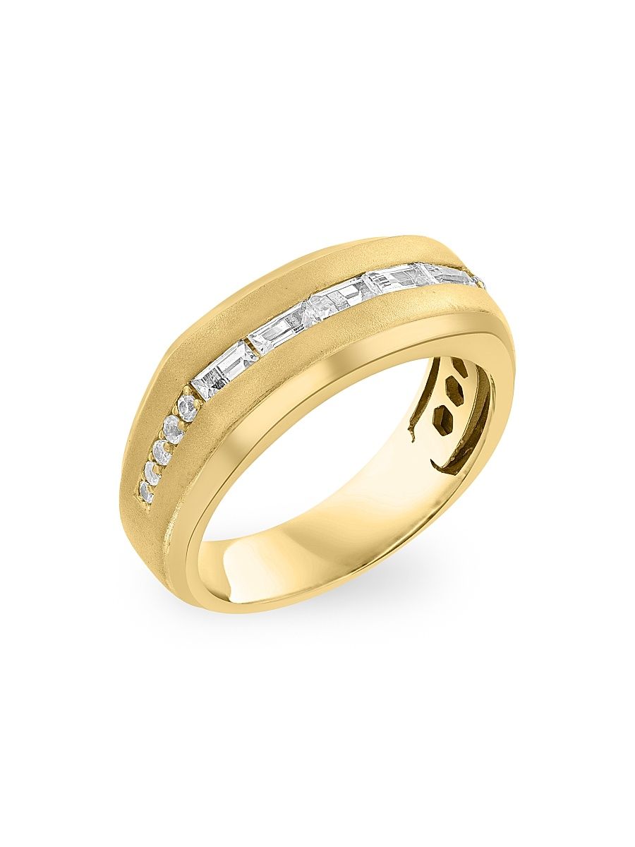 Men's 14K-Gold-Plated Sterling Silver & White Sapphire Ring - Gold - Size 10