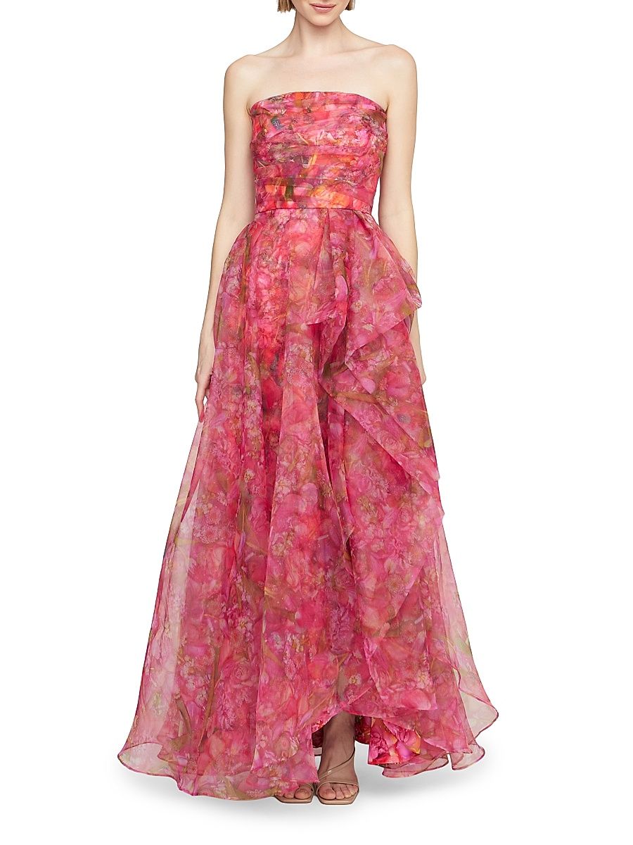 Women's Taytum Floral Organza Strapless Gown - Hydra Floral - Size 16