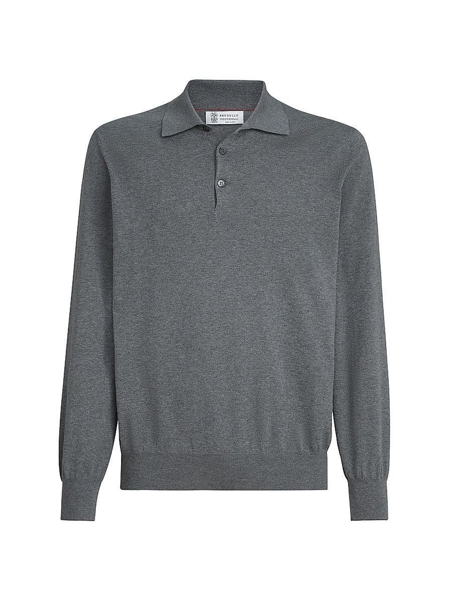 Men's Cotton Lightweight Knit Polo Shirt - Dark Grey - Size 32